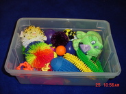 Picture of sensory toys in box