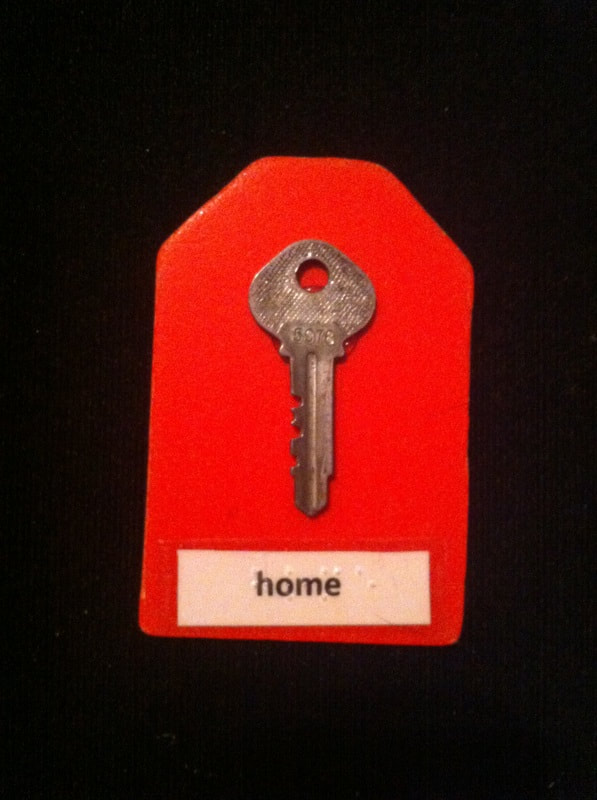 home label with key glued to the card
