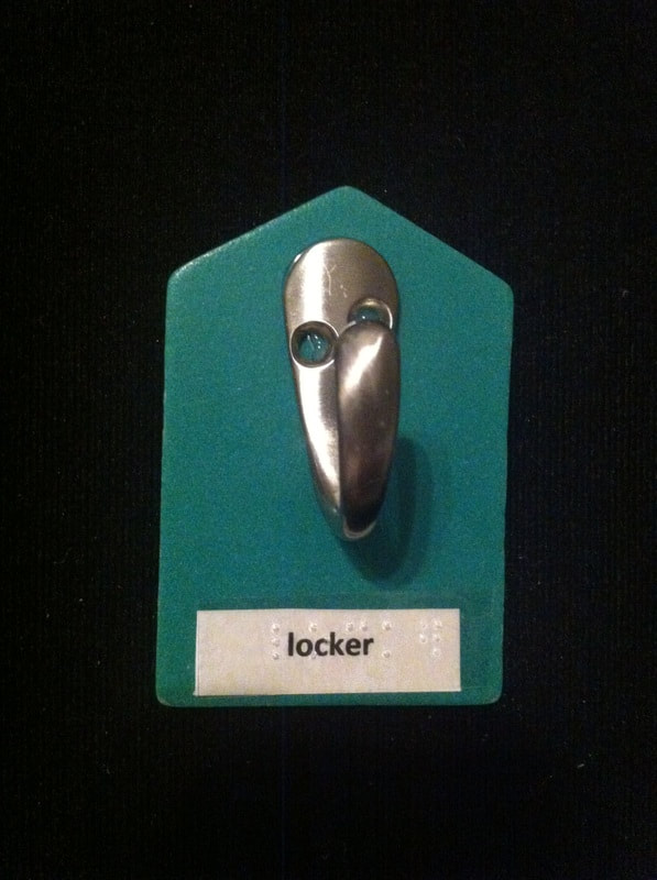 locker label with a hook glued to the card