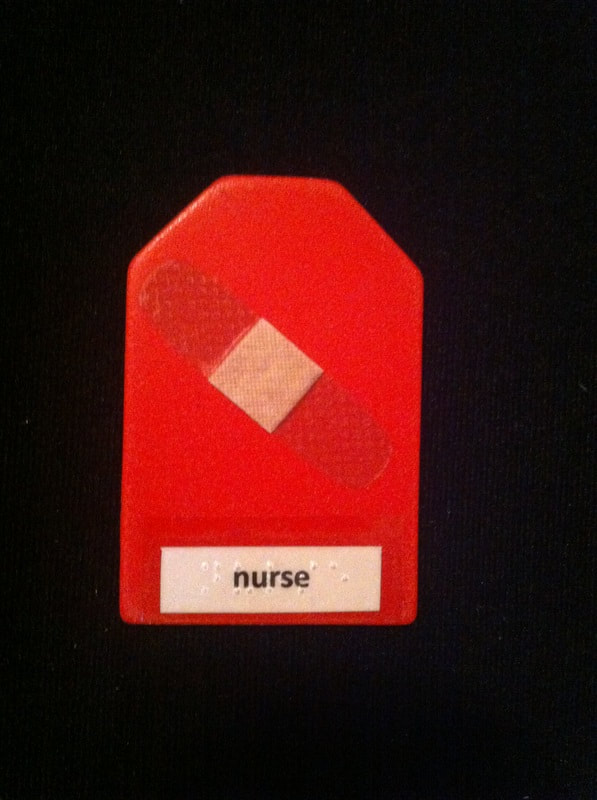 nurse label with bandaid stuck to card