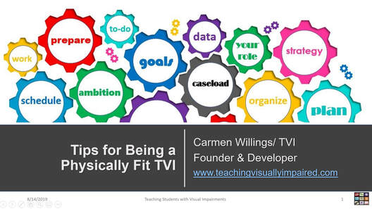 Cover slide for Tips for Being a Physically Fit TVI