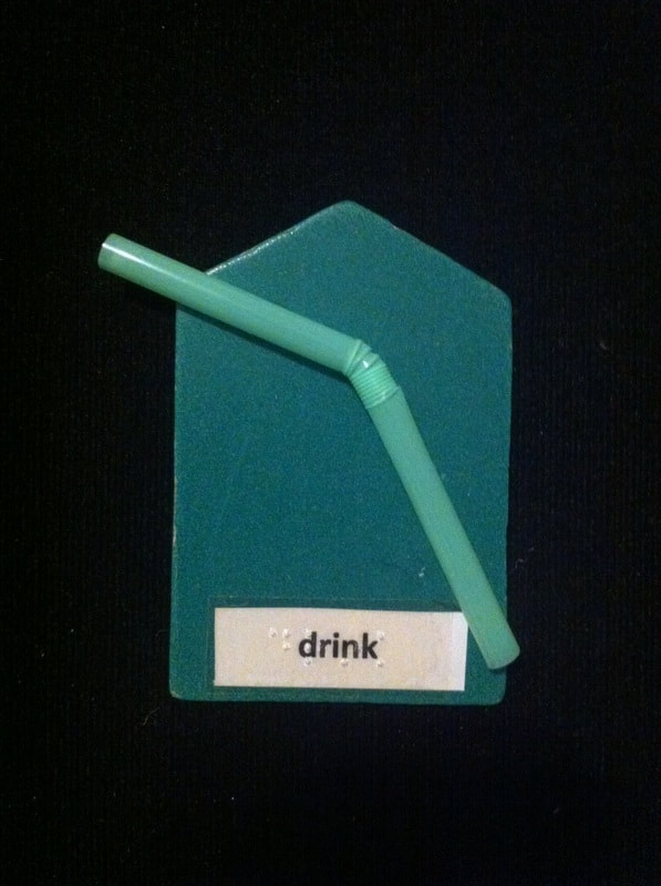 drink label with straw glued to card