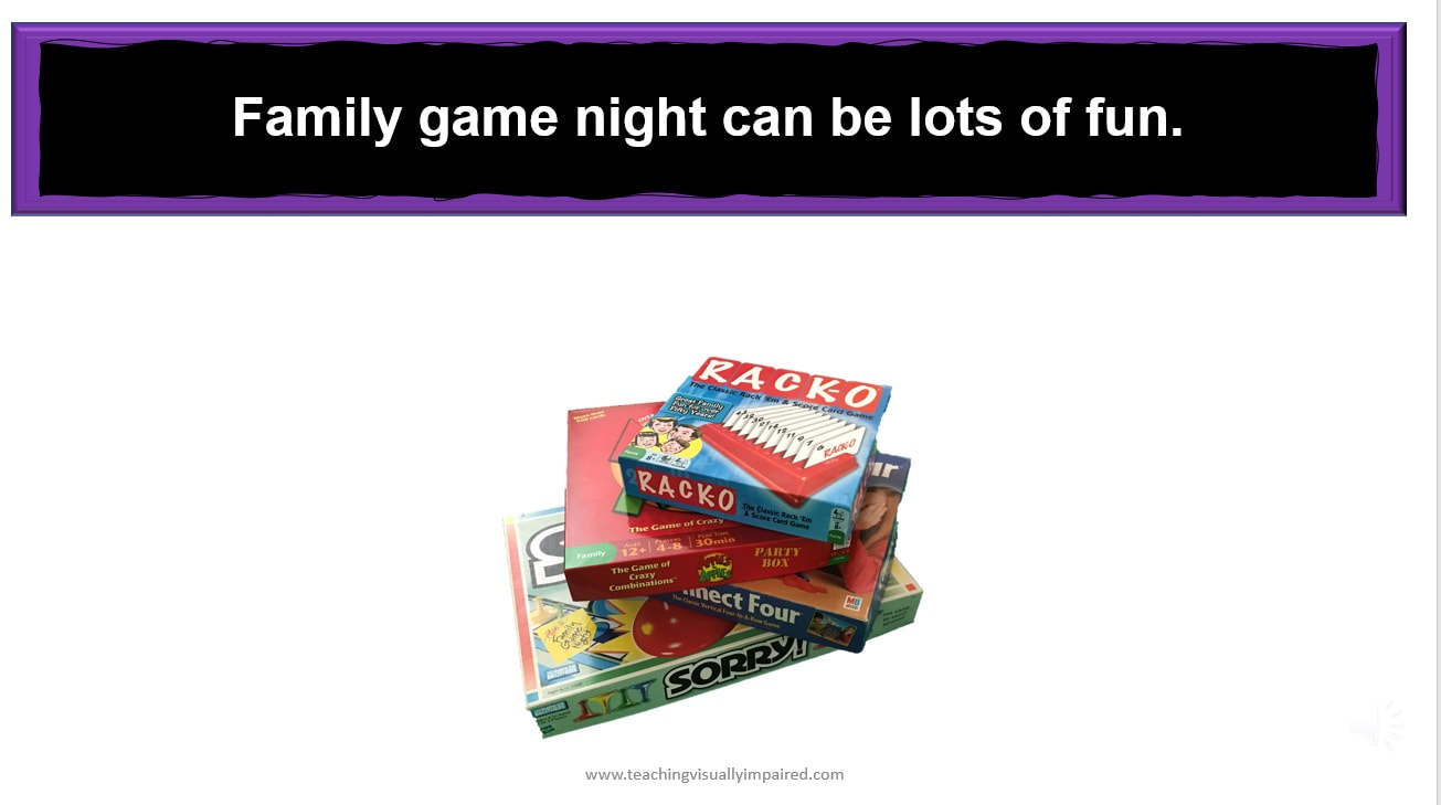 single stack of games on a slide with simple text
