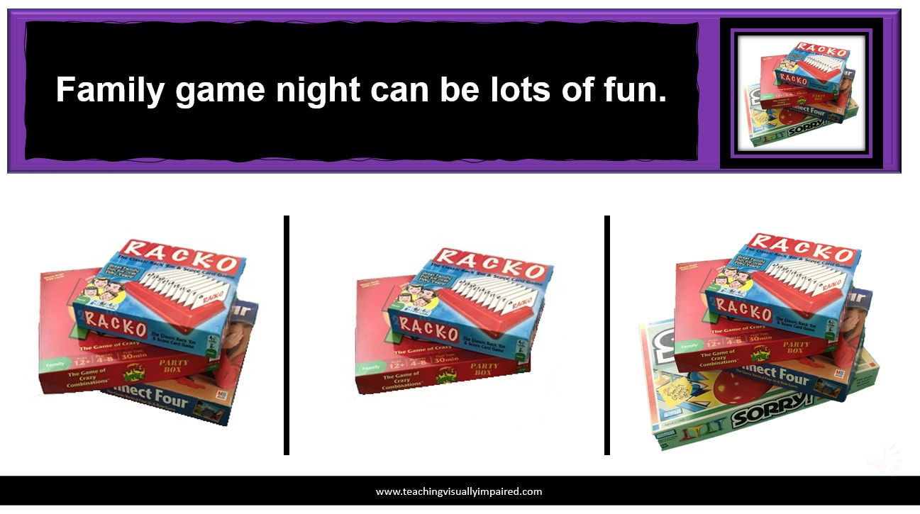 page from Family Game Night showing 3 stacks of games