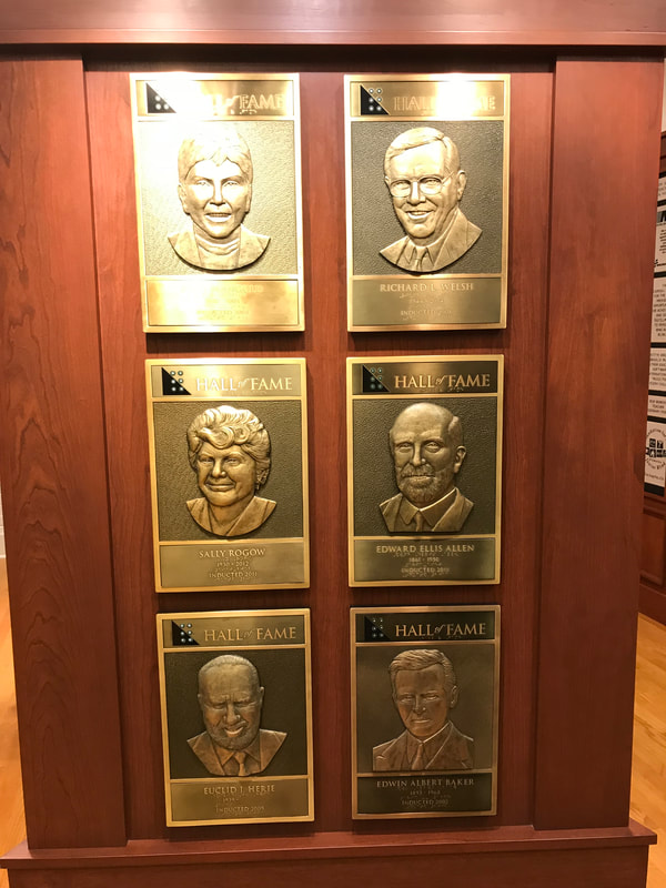 plaques of inductees Sally Mangold, Richard L. Welsh, Sally Rogow, Edward Ellis Allen, Euclid J. Herie, Edwin Albert Baker