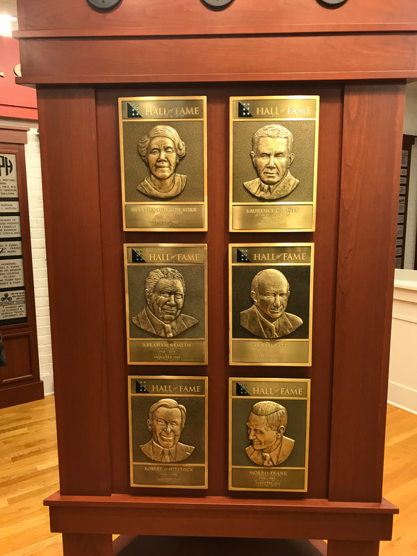 plaques of inductees Martha Morrow Foxx, Laurence C. Jones, Abraham Nemeth, Arnall Patz, Robert Whitstock, Morris Frank
