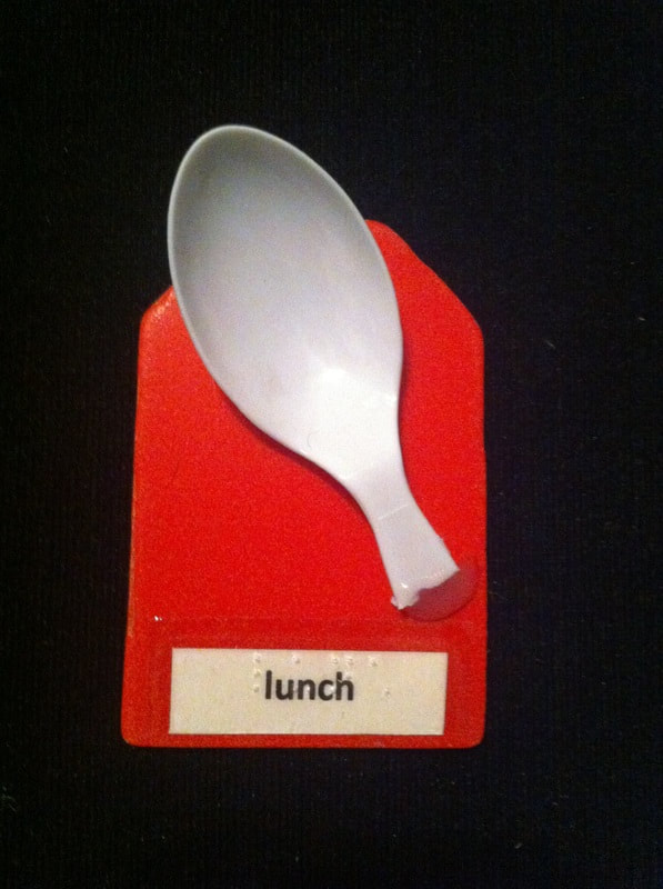 lunch with top of plastic spoon glued to card